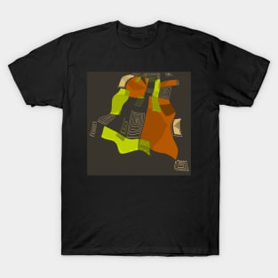 Mazipoodles Dreamy Egyptian Collage Brown Green Seaweed Gray T-Shirt